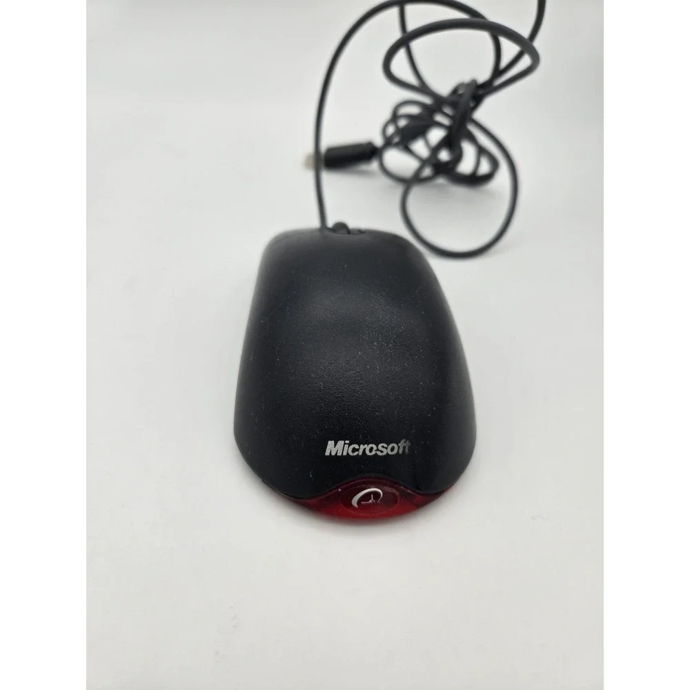 Genuine Microsoft Wheel Mouse‎ Optical 1.1A Model X802382 Black USB Mouse Works